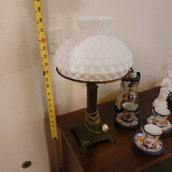 x53- Milk glass shade lamp. No issues - Leftover Treasures