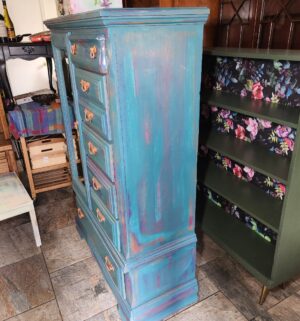 y101- Dresser Armoire. Solid Wood. Local Artist, Custom Hand Painted Design - Image 7