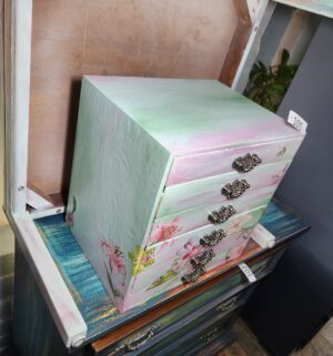 y105- Wooden Jewelry Chest. Local Artist, Custom Hand Painted Design - Image 3