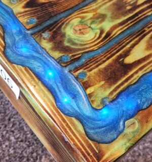 y206- LED Coffee Table. Local Artist, Custom Hand Painted Design - Image 3