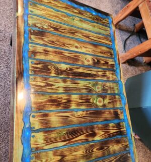 y206- LED Coffee Table. Local Artist, Custom Hand Painted Design - Image 4