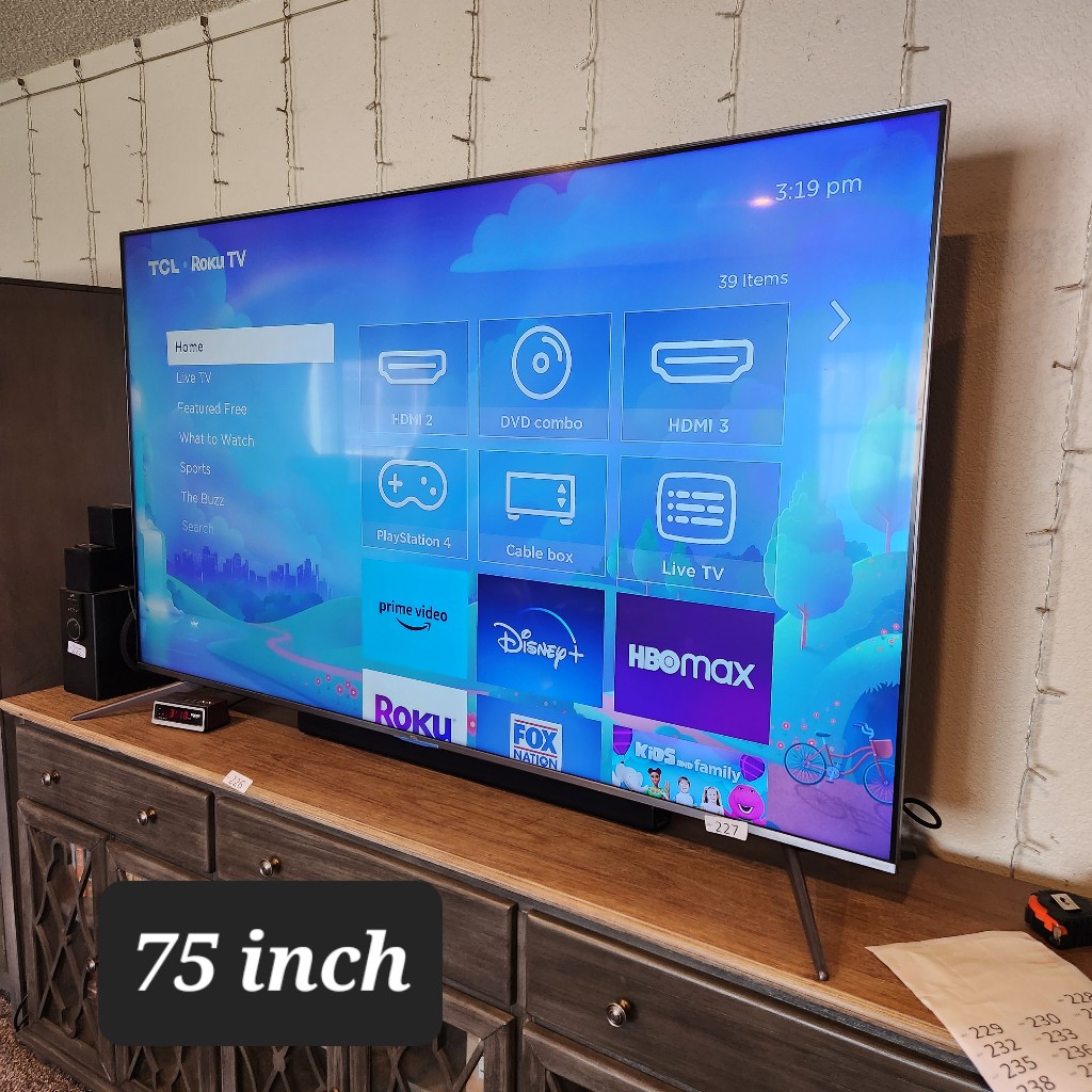 y227- 75 inch TCL Roku Smart TV. Works Perfect! - Leftover Treasures