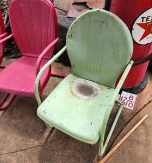 z342- antique shell back metal chairs - Image 3