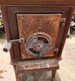 z343- Antique Regency wood burning stove. Cast iron - Image 4