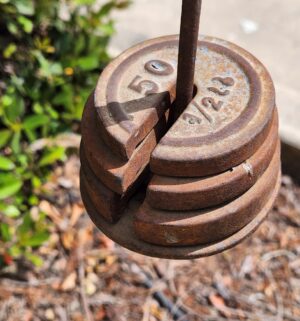 z345- Antique Commercial Floor Scale with weights - Image 3