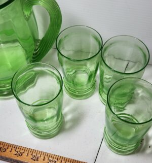 c16- Green Glass Pitcher/Cup Set - Image 3