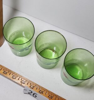 c26- 3 Antique hand painted green glasses - Image 3