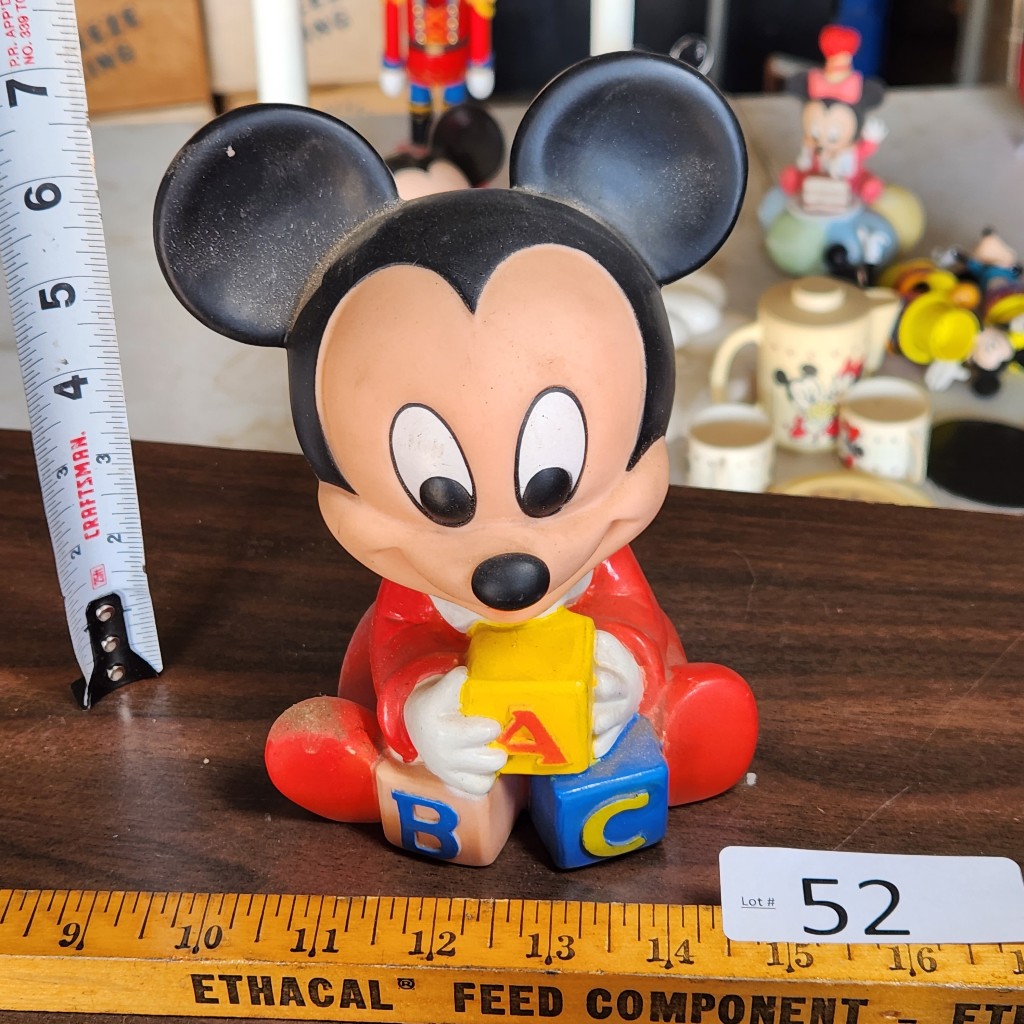 M52- 1986 Mickey Mouse ABC Shelcore Baby Squeaker Toy - Leftover Treasures