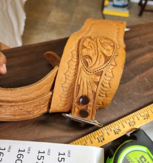 n153- leather tooled belt - Image 3