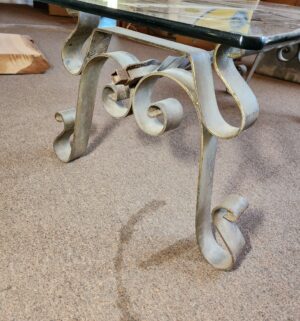 o114- iron base glass coffee table - Image 3