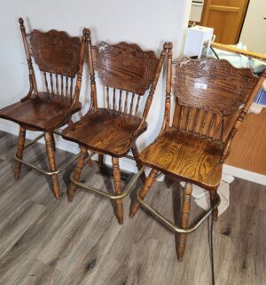 b38- Oak Swivel Barstools - Image 1