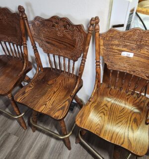 b38- Oak Swivel Barstools - Image 2