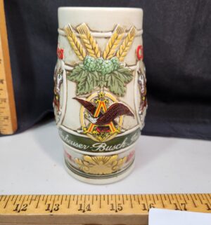 s42- 1983 Budweiser Clydesdale Cameo Wheatland Holiday Stein - Image 2