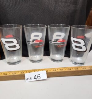 s46- Set of 4 Dale Earnhardt Jr. #8 Beer Glasses. Budweiser - Image 1