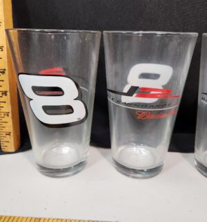 s46- Set of 4 Dale Earnhardt Jr. #8 Beer Glasses. Budweiser - Image 2