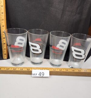 s49- Set of 4 Dale Earnhardt Jr. #8 Beer Glasses. Budweiser - Image 1