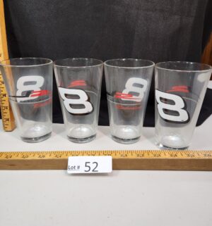 s52- Set of 4 Dale Earnhardt Jr. #8 Beer Glasses. Budweiser - Image 1