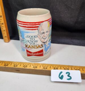 s63- Good to know you Kansas. Budweiser Stein - Image 1