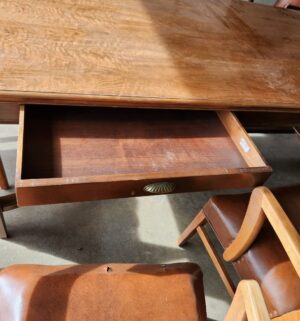 t7- 10 Chair Antique Conference Table. A1 Refinishing. Walnut Wood - Image 8