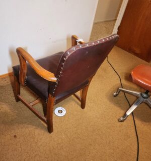 t108- Antique leather seat chair - Image 3