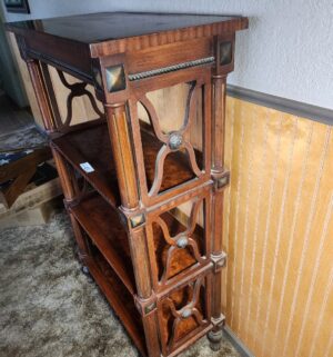 a45- Antique Burl Wood Bookcase - Image 3