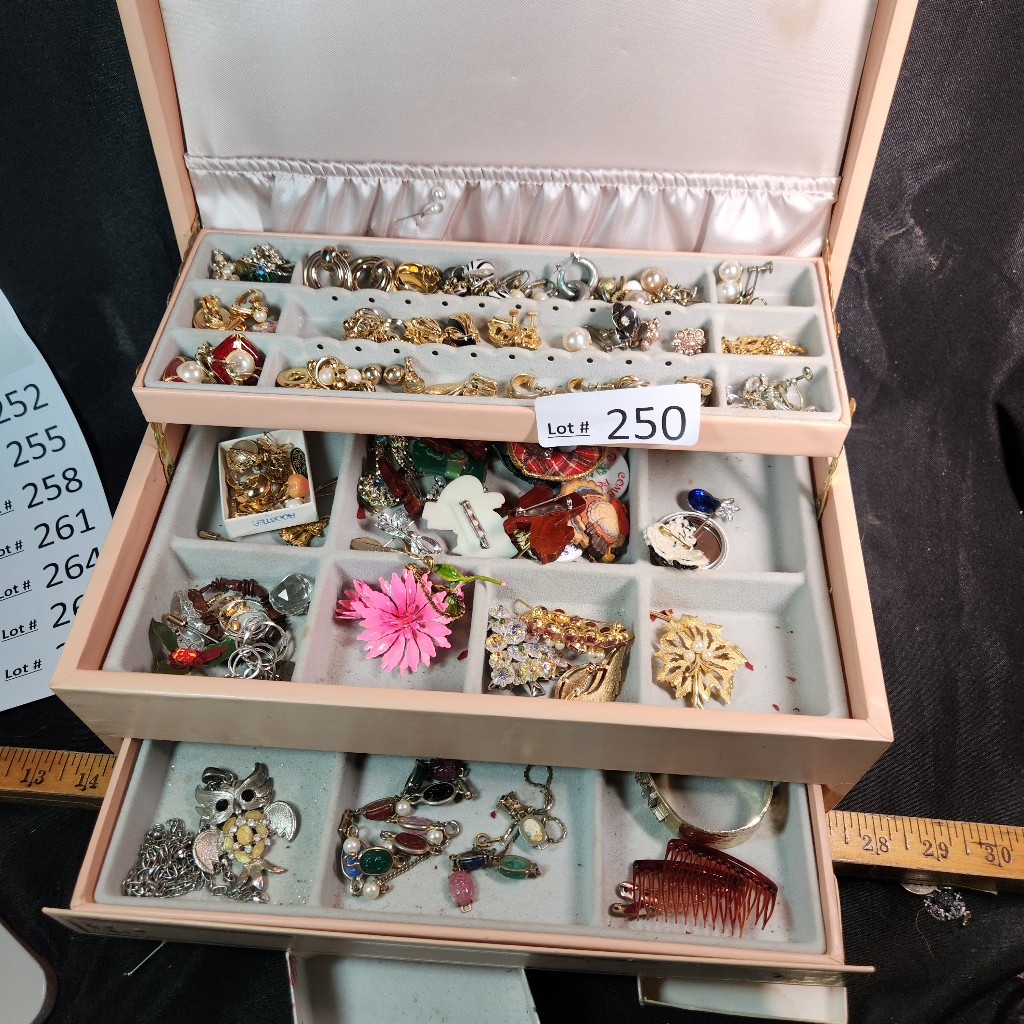 a250- vintage costume jewelry with box - Leftover Treasures