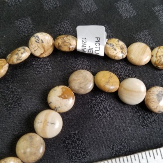 m117- picture jasper 12mm beads - Leftover Treasures