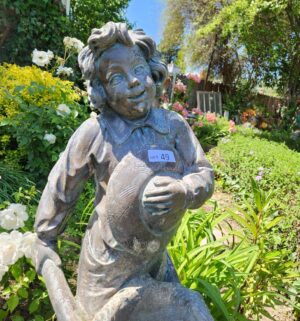 n49- Girl Gardener Cement Statue - Image 3