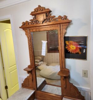 s1- Stunning  Marble and Wood Antique Vanity Dresser - Image 3