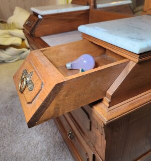 s1- Stunning  Marble and Wood Antique Vanity Dresser - Image 5