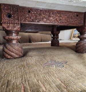 s29- Vintage Travertine Cocktail Table. Solid Italian Marble Slate. 3 in thick. - Image 4