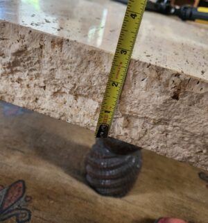 s29- Vintage Travertine Cocktail Table. Solid Italian Marble Slate. 3 in thick. - Image 5