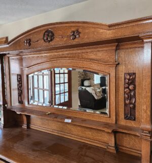 s35- Stunning 2 pc Tiger Oak Dining Buffet/ Hutch - Image 4