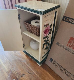 s70-  Vintage Hand Painted Rose Cabinet - Image 3