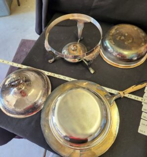 t25- Antique Silver Plate Chafing dish - Image 3