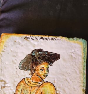 t51- VERY RARE. Amalfi Ceramic Wall Plaque Set. Antichi Mestieri Venditore di Formaggio. Italy - Image 4
