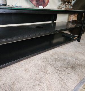 u20- Long Media Shelf Unit. Glass Shelves - Image 3