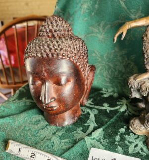 v165- Early 20th Century Bronze Kuan Yin Royal Ease & Bronze Buddah Bust - Image 3