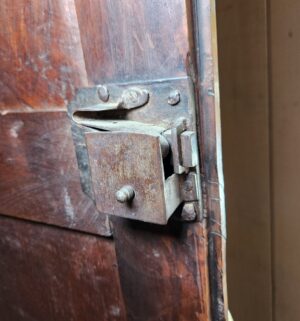 x123- Antique Early 1800s 2 Piece Hutch with key. - Image 8