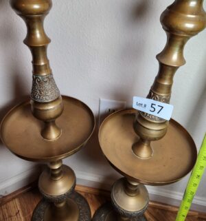 d57- Tall Brass Candle Stands - Image 3