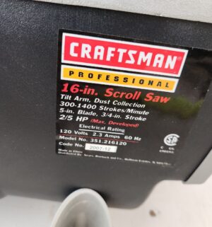 g35- Craftsman Professional 16 in Scroll Saw. Works - Image 3