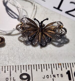 m122- Silver Butterfly & vintage pin - Image 3