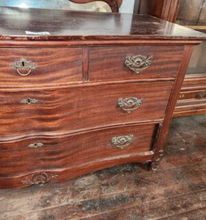 n121- Antique Serpentine Front Dresser w/ Mirror - Image 4