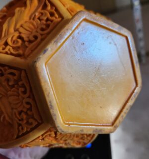 q132- Chinese Tangerine Hexagonal  Vase - Image 3