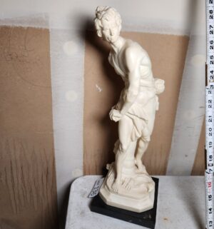 q136- Alabaster Sculpture of David w/ Marble Base - Image 3