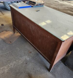 x46- Antique Desk with custom glass top - Image 3