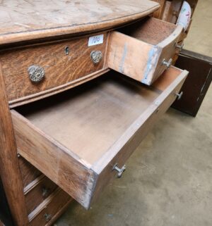 x100- Antique Tiger Oak Dresser Chest - Image 3