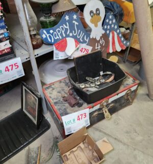 x147- Various household items on shelving unit & bins on floor - Image 3