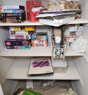 y68- contents of the hall closet w/ antique print - Image 3