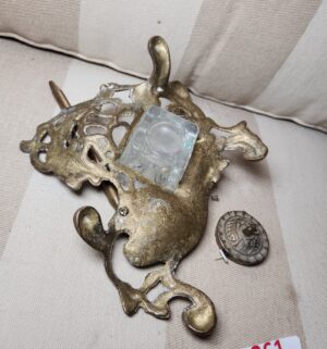 y261- Antique Brass Inkwell - Image 3